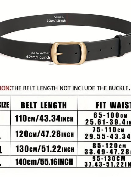 jkthpu-45 Chic Plus Size PU Belt Oval Gold Buckle for Work  Campus