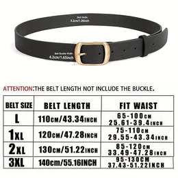 jkthpu-45 Chic Plus Size PU Belt Oval Gold Buckle for Work  Campus