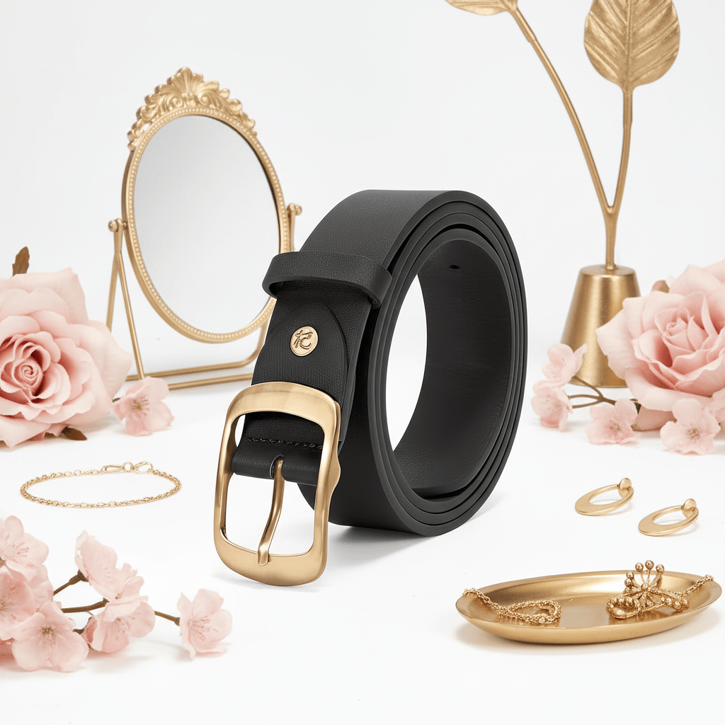 jkthpu-45 Chic Plus Size PU Belt Oval Gold Buckle for Work  Campus