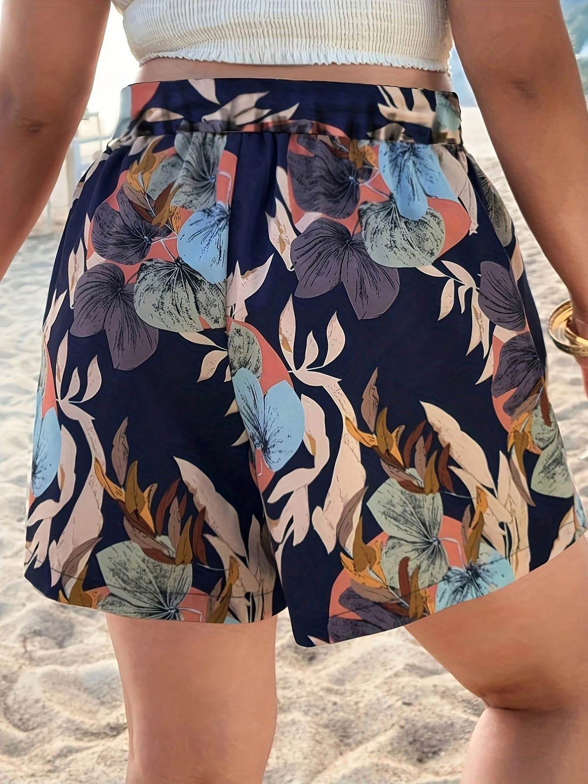 jkthpu-45 Chic Plus Size Relaxed Vacation Style Shorts