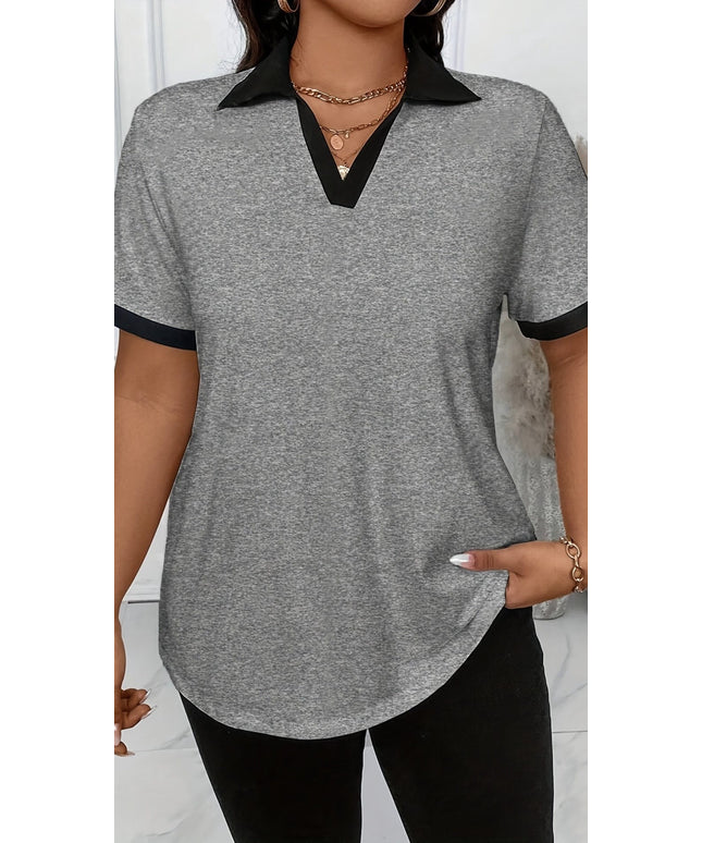 jkthpu-45 Chic Plus Size Short Sleeve Top for Women