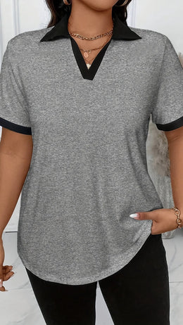 jkthpu-45 Chic Plus Size Short Sleeve Top for Women