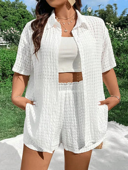 KissICON Co-ord Sets Chic Plus Size Summer Knit Cutout Beach Suit