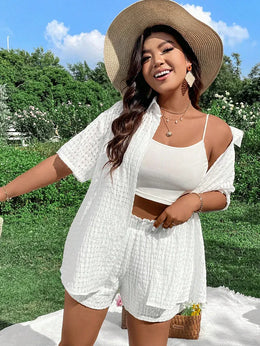 KissICON Co-ord Sets Chic Plus Size Summer Knit Cutout Beach Suit