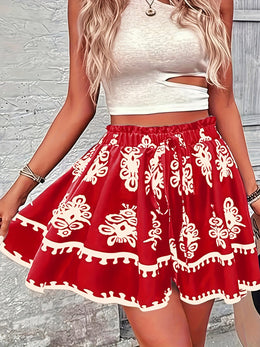 jkthpu-45 Chic Plus Size Vacation Shorts with Bold AllOver Print