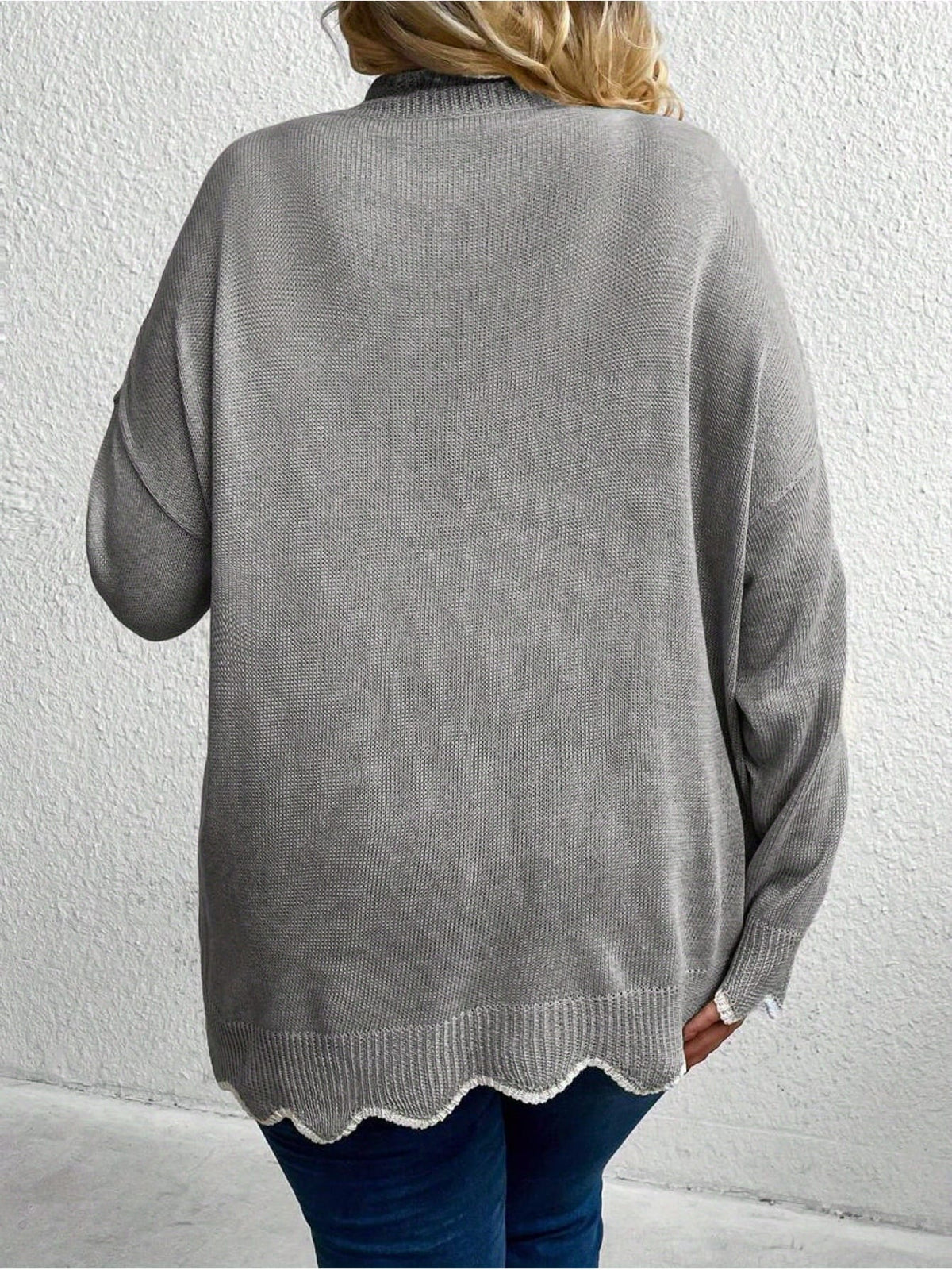 jkthpu-45 Chic Plus Size VNeck Sweater Elegant AllSeason Stretchy Wear