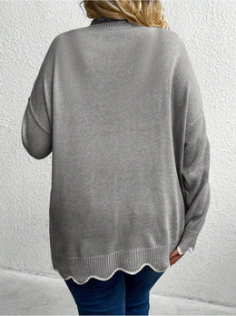 jkthpu-45 Chic Plus Size VNeck Sweater Elegant AllSeason Stretchy Wear
