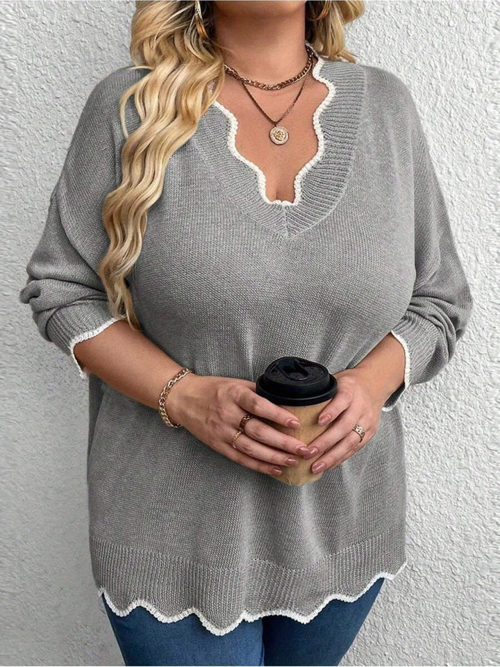 Chic Plus Size VNeck Sweater Elegant AllSeason Stretchy Wear