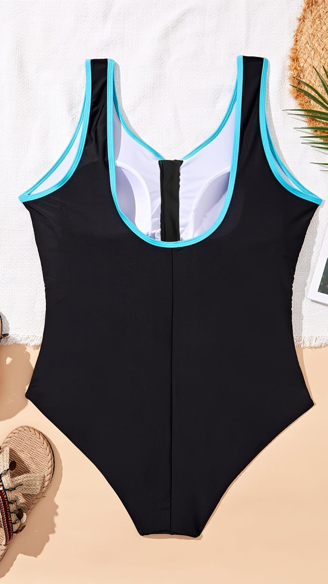 jkthpu-45 Chic Plus Size Zipper OnePiece Swimsuit