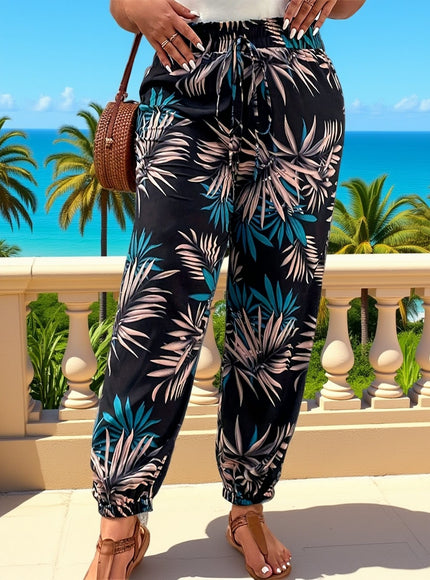 jkthpu-45 Chic PlusSize HighWaisted Tapered Lounge Pants