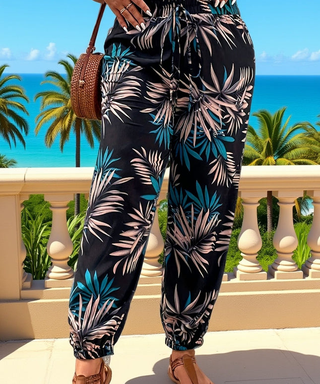 jkthpu-45 Chic PlusSize HighWaisted Tapered Lounge Pants
