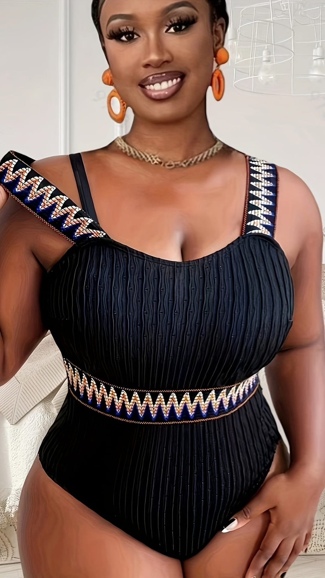 jkthpu-45 Chic PlusSize OnePiece Swimsuit for Elegant Beach Days