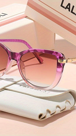 jkthpu-45 Chic Rectangular Womens Glasses Minimalist Style Metallic Hinges