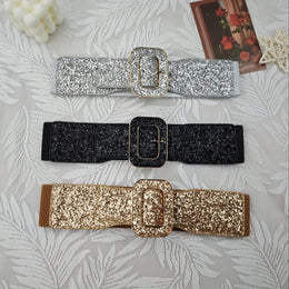 jkthpu-45 Chic Shiny Casual Business Womens Belt for Everyday Dresses