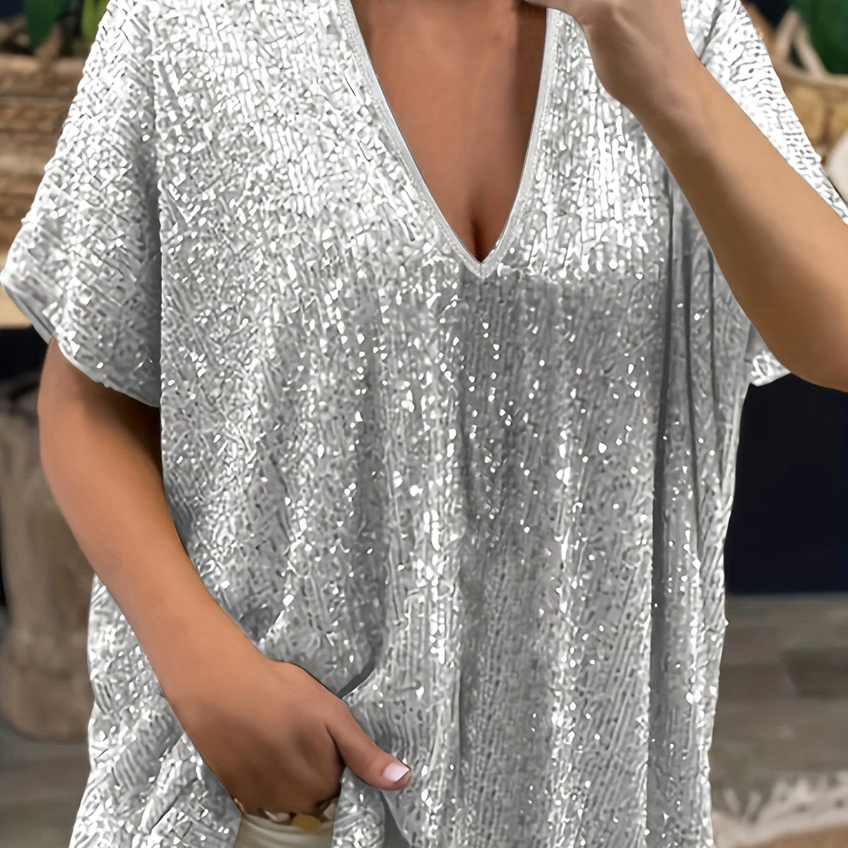 jkthpu-45 Chic Silvery Grey / UK 18 Chic PlusSize Tops for Effortless Everyday Style