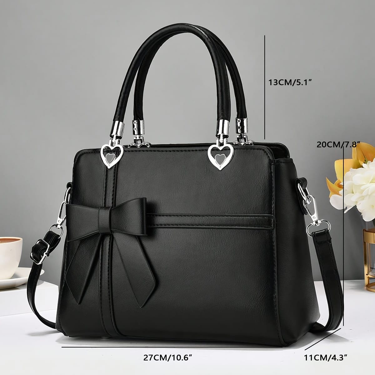 jkthpu-45 Chic Solid Bow Tote Versatile Everyday Elegance