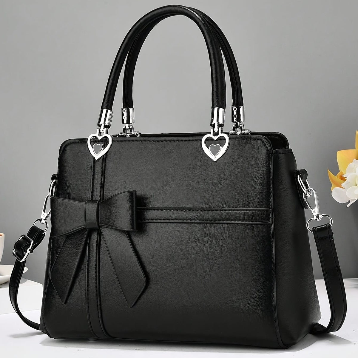 jkthpu-45 Chic Solid Bow Tote Versatile Everyday Elegance