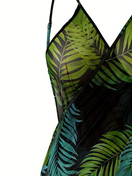 KissICON Chic Tropical Leaf Curve Beach Wrap Coverup