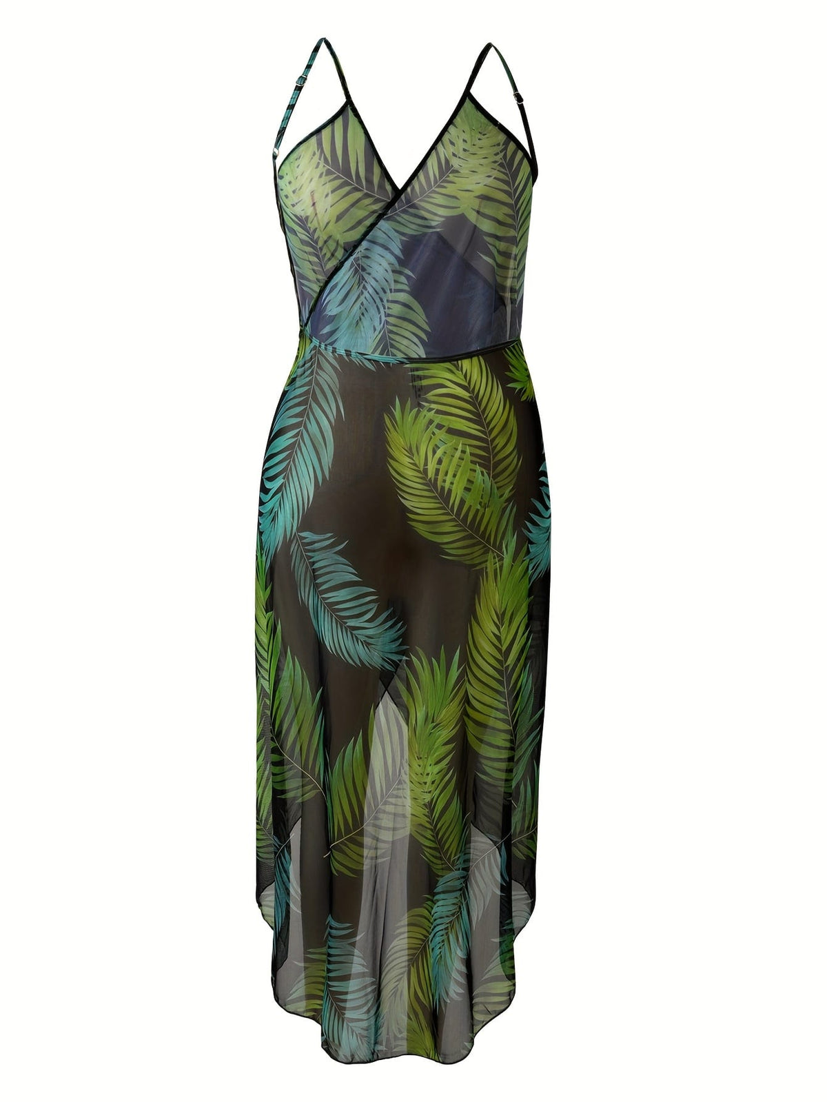KissICON Chic Tropical Leaf Curve Beach Wrap Coverup