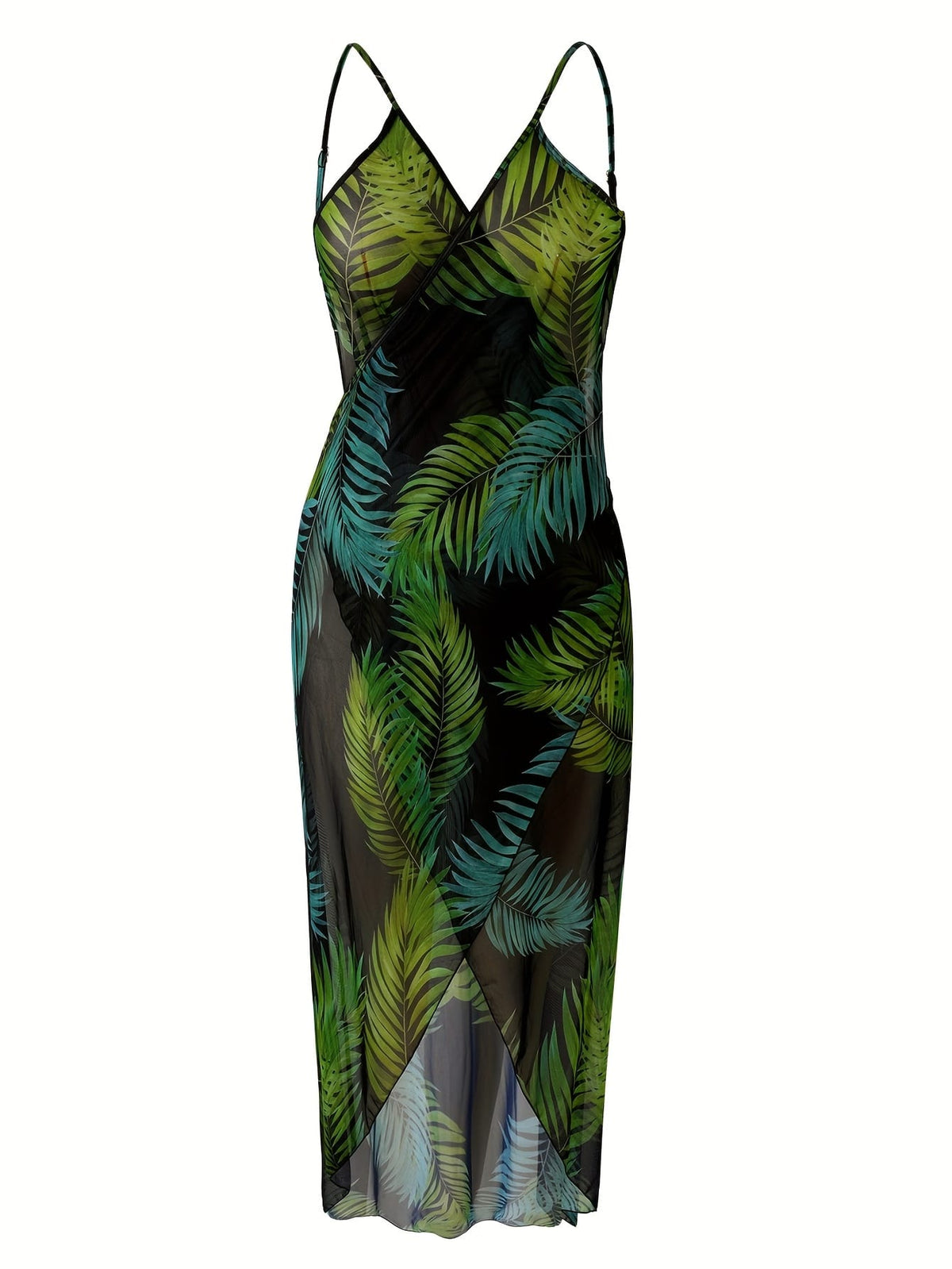 KissICON Chic Tropical Leaf Curve Beach Wrap Coverup