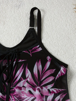 KissICON Chic Tropical Leaf Print Curve Tankini