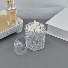 jkthpu-45 Chic White & White Diamond Dustproof Storage Jar  Mat Organizer