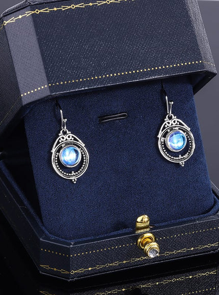 KissICON CHINA KissIcon S925 Silver Moonstone Hoop Earrings-Party Jewelry