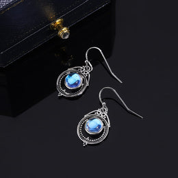 KissICON CHINA KissIcon S925 Silver Moonstone Hoop Earrings-Party Jewelry