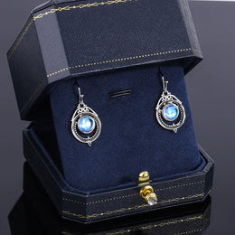 KissICON CHINA KissIcon S925 Silver Moonstone Hoop Earrings-Party Jewelry