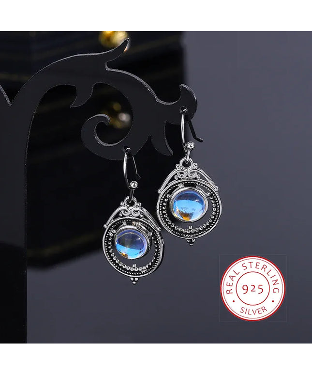 KissICON CHINA KissIcon S925 Silver Moonstone Hoop Earrings-Party Jewelry
