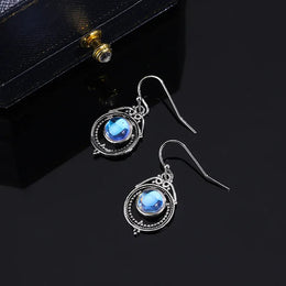 KissICON CHINA KissIcon S925 Silver Moonstone Hoop Earrings-Party Jewelry