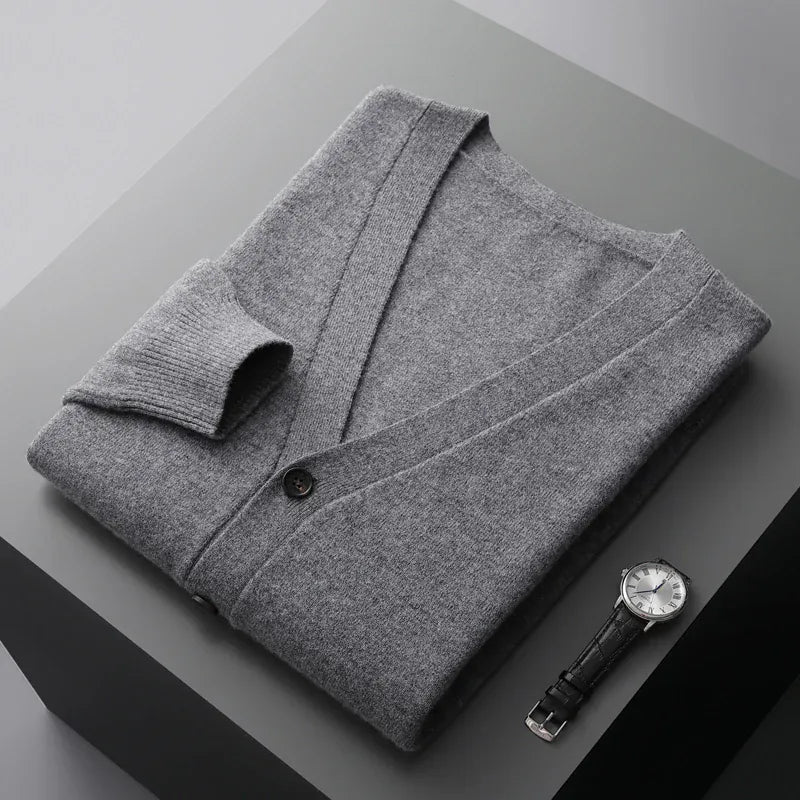 KissICON China Mainland / Dark Grey / XL Pure Wool VNeck Cardigan Cozy AutumnWinter Knit Jacket