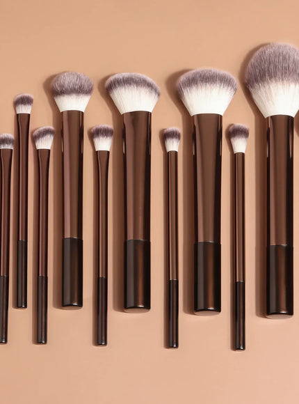 KissICON Chocolate Ronshadow 13 Piece Makeup Brush Set For Face