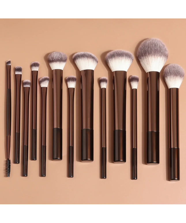KissICON Chocolate Ronshadow 13 Piece Makeup Brush Set For Face