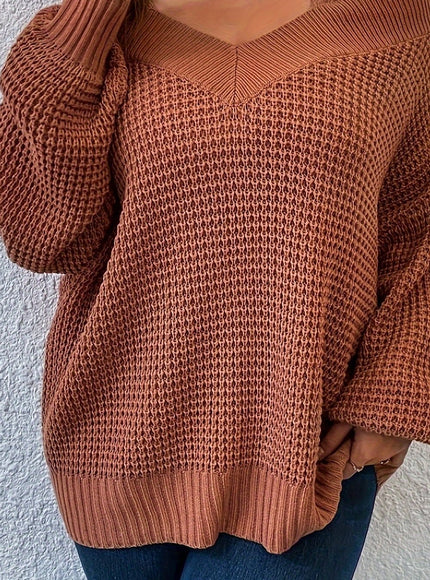 jkthpu-45 Chocolate / UK 16 Women'S Cozy Off-Shoulder Sweater - Beige Knit Pullover