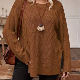 jkthpu-45 Chocolate / UK 18 Plus Size, Women's Plus Size Elegant Sweater -