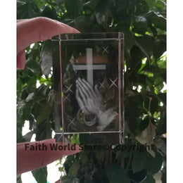 KissICON Christianity Catholicism BEST Christmas gift Religious efficacious Pray HOME family Safety Talisman 3D Crystal THE CROSS statue