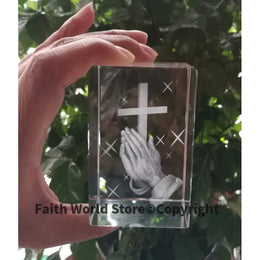 KissICON Christianity Catholicism BEST Christmas gift Religious efficacious Pray HOME family Safety Talisman 3D Crystal THE CROSS statue