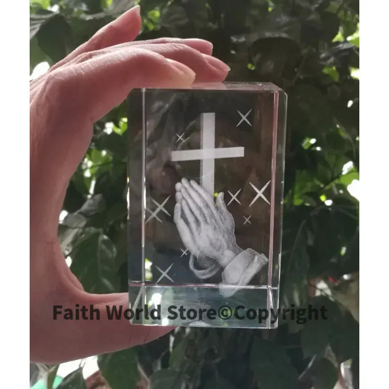 KissICON Christianity Catholicism BEST Christmas gift Religious efficacious Pray HOME family Safety Talisman 3D Crystal THE CROSS statue