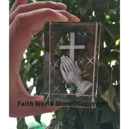KissICON Christianity Catholicism BEST Christmas gift Religious efficacious Pray HOME family Safety Talisman 3D Crystal THE CROSS statue