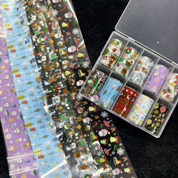 KissICON Christmas-10 10Rolls Halloween  Christmas  Easter Nail Foils Transfer Paper  Nail Art Stickers   Decal  Nails Decoration