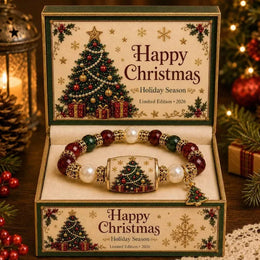 KissICON Christmas Bracelet Stretch Beaded Bracelet Christmas Tree Elk Stocking Charms Christmas New Years Gift Droshipping