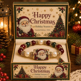 KissICON Christmas Bracelet Stretch Beaded Bracelet Christmas Tree Elk Stocking Charms Christmas New Years Gift Droshipping