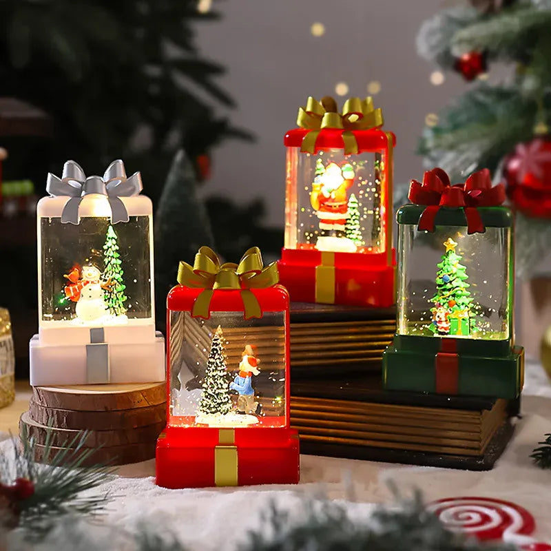 KissICON Christmas Decorations,Glowing Crystal Lights,Ornaments,New Santa Claus Night Lights,Christmas Gift Packages,Small Wind Lighs