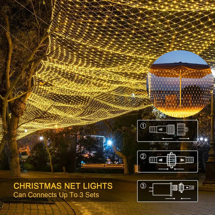 Christmas Decorations Lamp LED Fishing Net Light Outdoor Waterproof Street Tree Decoration Light Wedding Festival Mesh Light