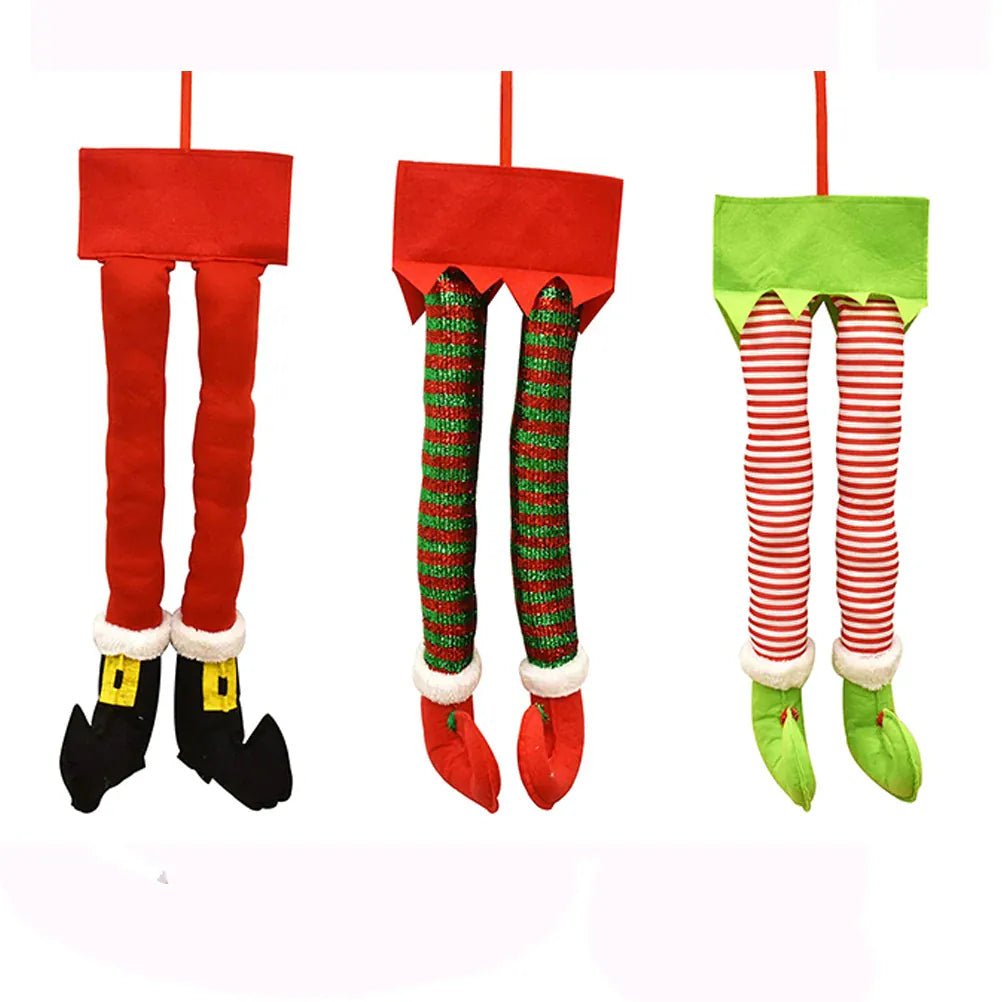 KissICON Christmas Santa Elf Legs Plush Stuffed Feet with Shoes Christmas Tree Decorative Ornament Christmas Decoration