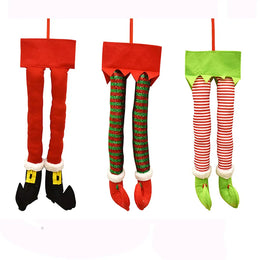KissICON Christmas Santa Elf Legs Plush Stuffed Feet with Shoes Christmas Tree Decorative Ornament Christmas Decoration
