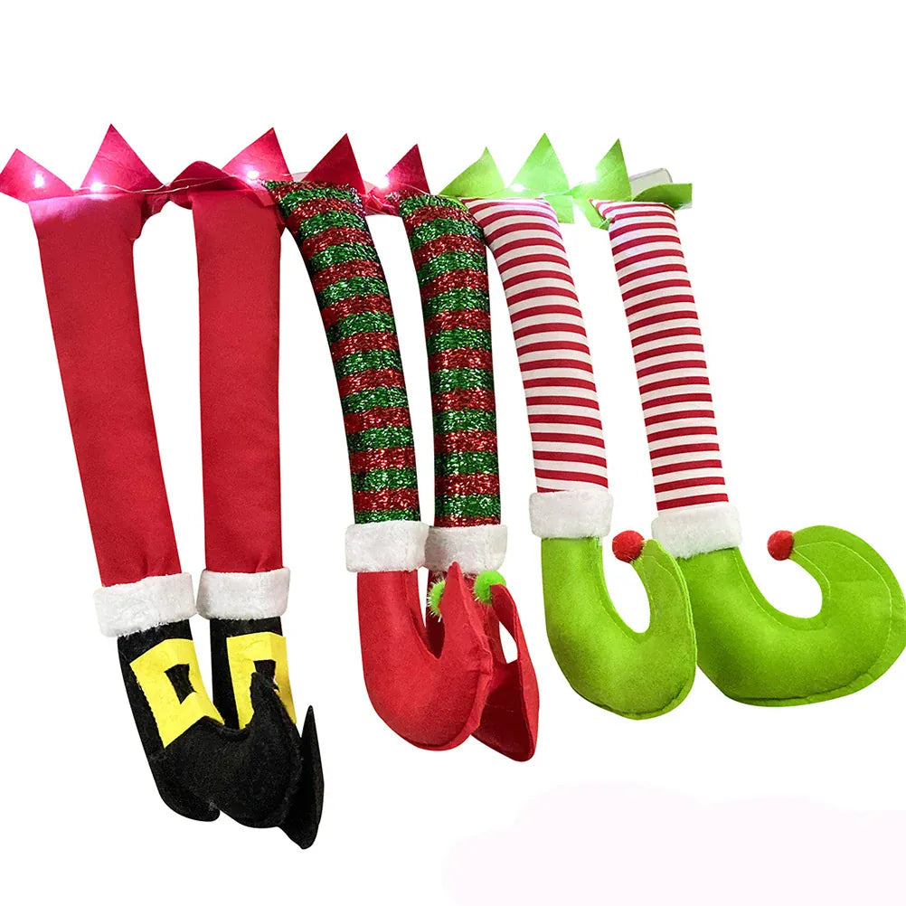 KissICON Christmas Santa Elf Legs Plush Stuffed Feet with Shoes Christmas Tree Decorative Ornament Christmas Decoration