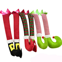 KissICON Christmas Santa Elf Legs Plush Stuffed Feet with Shoes Christmas Tree Decorative Ornament Christmas Decoration