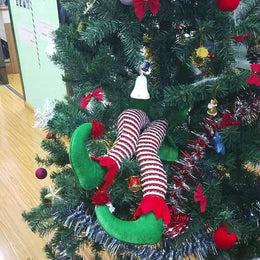 KissICON Christmas Santa Elf Legs Plush Stuffed Feet with Shoes Christmas Tree Decorative Ornament Christmas Decoration